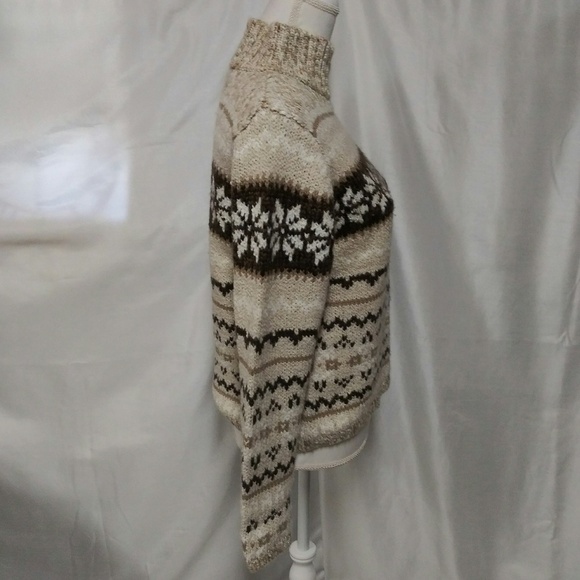 Sonoma Natural Marbled Wool Turtleneck Long Sleeve Pullover Fair Isle Sweater - Picture 3 of 8